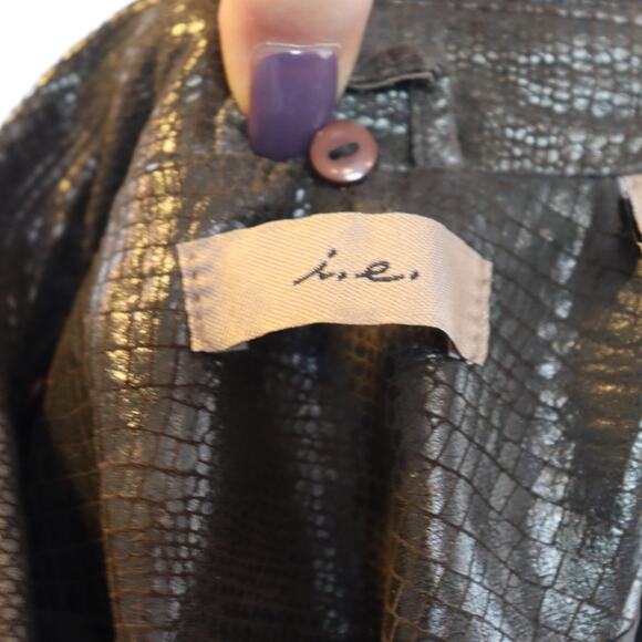 i.e. Genuine Leather Snakeskin Trench Coat w/ Belt Women’s Size L - Picture 6 of 7